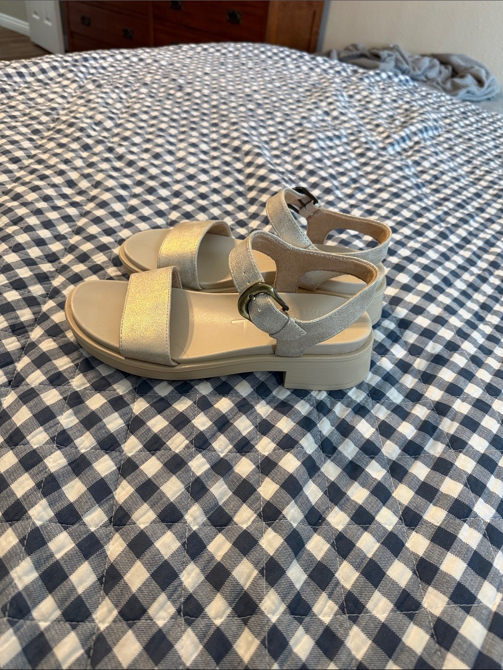 Neutral Metallic Strap Sandals